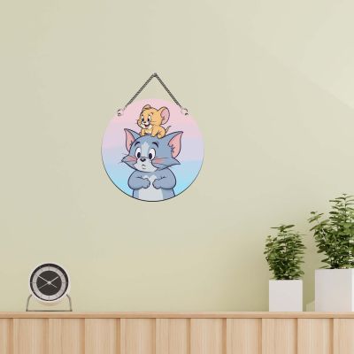 Tom and Jerry Theme Wooden Wall Hanging Playful Cartoon Art for Children's Bedroom and Playroom Decor Wall Art Modern Decor Item Return Gift